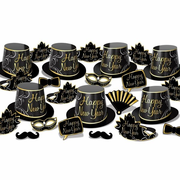 Goldengifts Simply Paper New Year Assortment for 50 Party Accessory, Black & Gold GO3339695